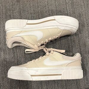 Nike Court Legacy Lift Beige and White Sneakers